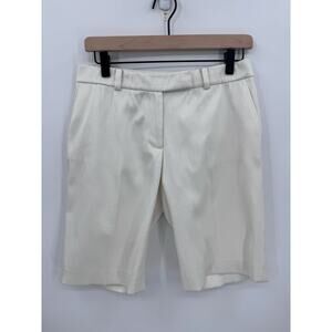 Rachel Zoe White Bermuda Shorts Textured Tailored Preppy Chic Size 2
